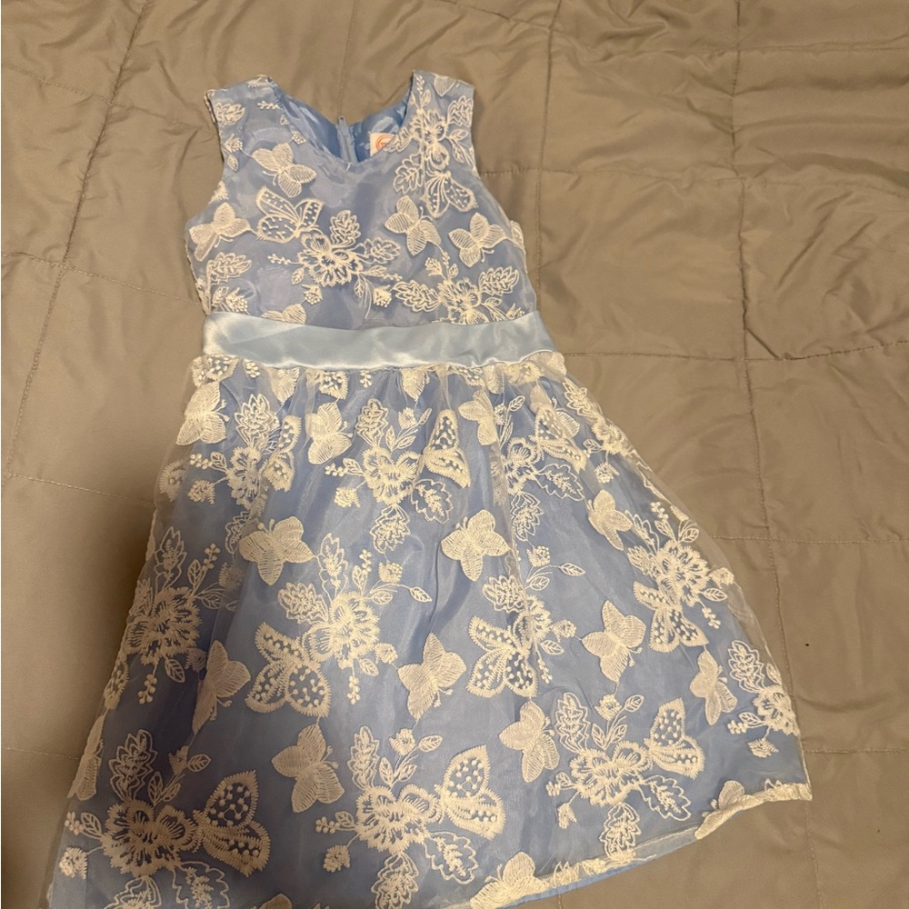Wonder Nation Blue and White Lace Kids Easter Dress